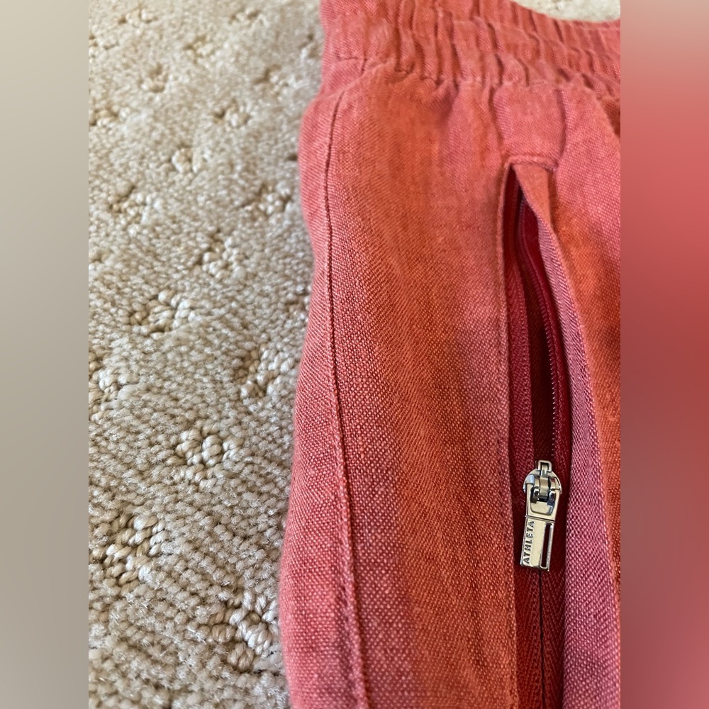 Athleta Retreat 100% Linen High Rise Wide Leg Pant,  Terracotta, Sz Small - Picture 8 of 16